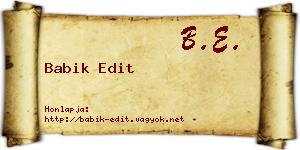 Babik Edit névjegykártya